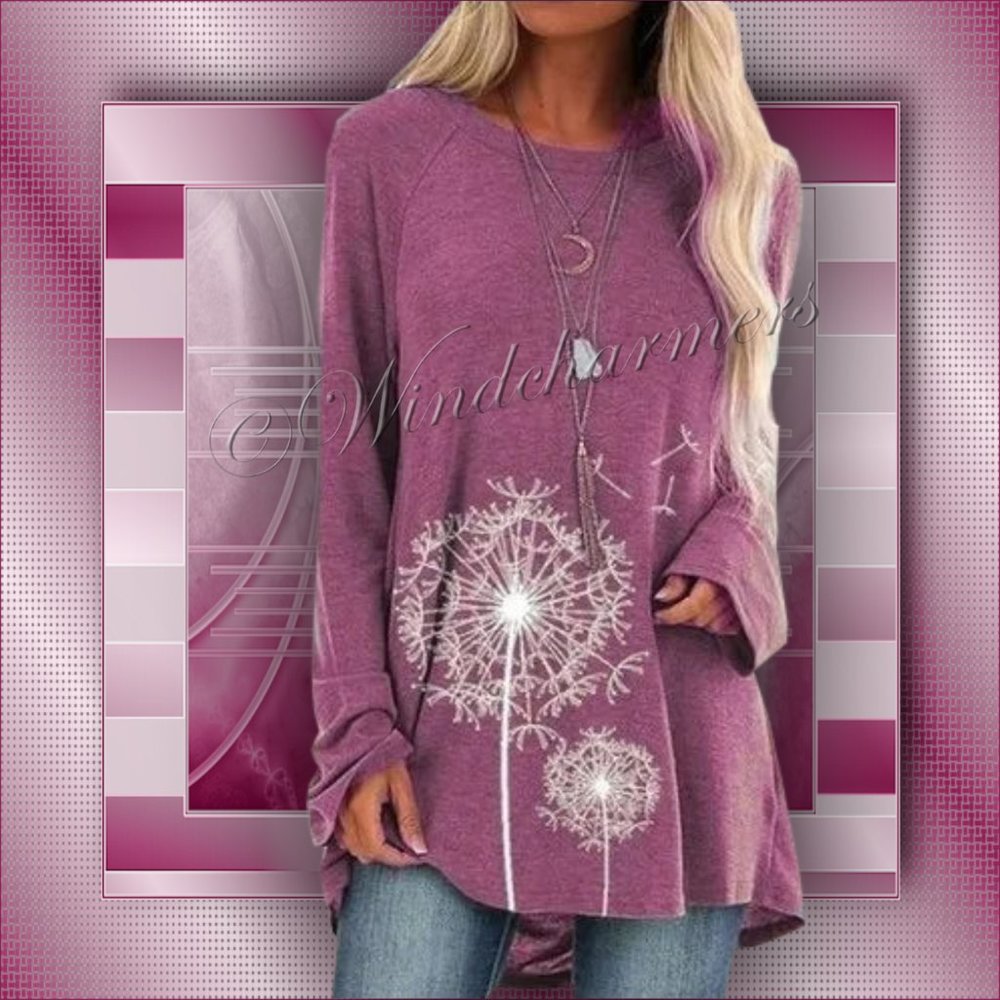 Long Sleeve Dandelion Print Top